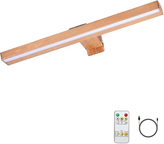 MIOBLUE LED Picture Light Battery Operated with Remote, 16in Rechargeable Picture Light for Paintings,Metal Display Art Light with Timer and Dimmable for Frame,Wal,Artwork,Portrait,Gallery,Dartboard