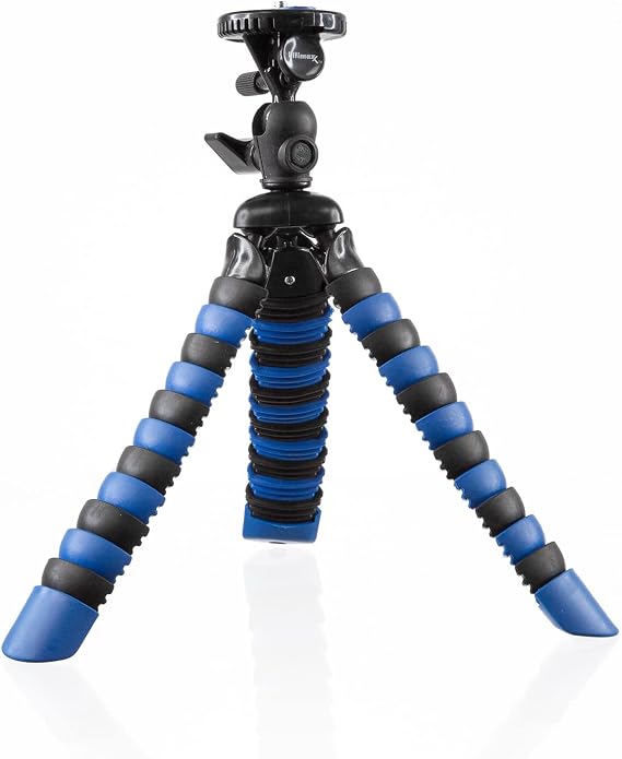 Ultimaxx 12 Blue Flexible Tripod with Wrap Around Legs & Quick Release Mounting Plate for All Point & Shoot Cameras, DSLRs Cameras & Camcorders & More
