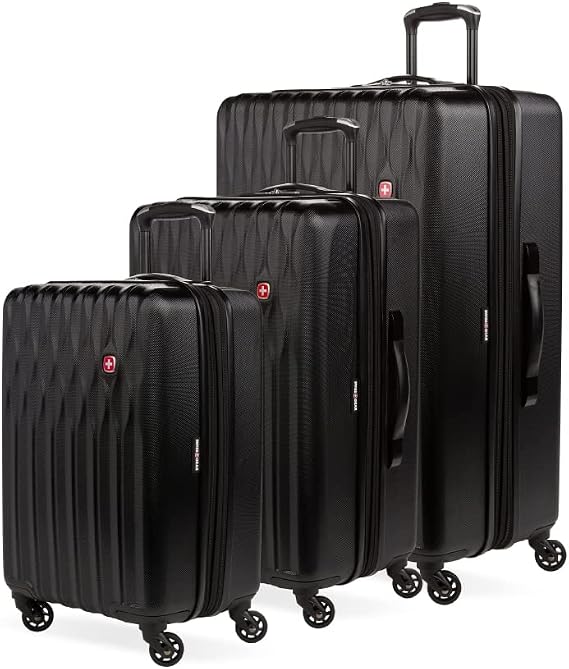 SwissGear 8018 Expandable Luggage Set, 3-Piece Hardside Luggage Set with Spinner Wheels