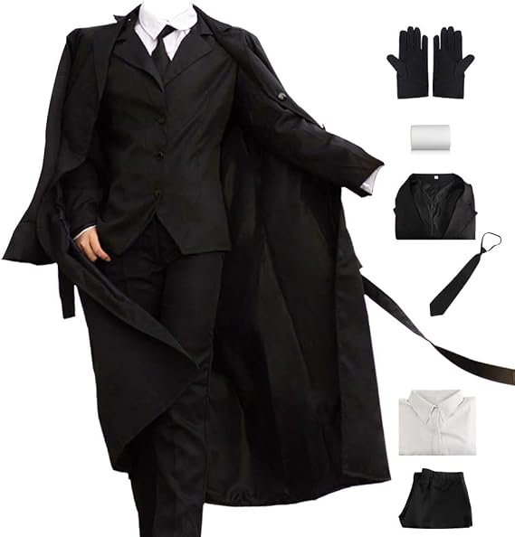 Tkieio Dazai Osamu Cosplay Costume Dazai Osamu Outfit Uniform Full Set for Men Halloween Party
