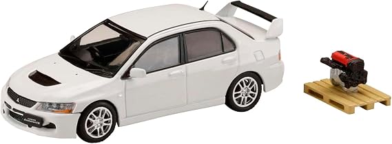 HJ64 1/64 Mitsubishi Lancer EVO9 GSR with Engine Display Model, White Solid, Finished Product