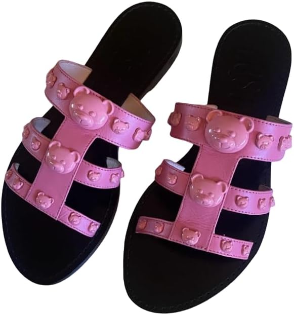 MOSCHINO Leather Slide Sandals Size 36
