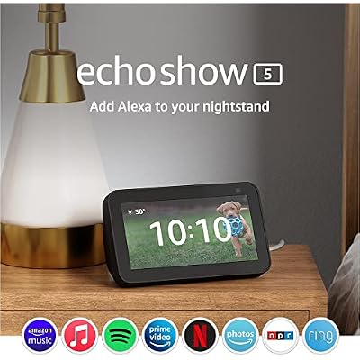 Echo Show 5 (2nd Gen, 2021 release) | Smart display with Alexa and 2 MP camera | Charcoal