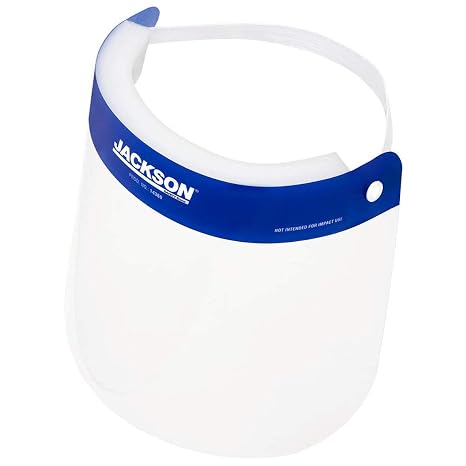 Jackson Safety Face Shield Mask, Disposable for Medical Protection, Healthcare Workers, Full Coverage for Men and Women, 8.66x 12.5, Elastic Headband, Splash and Fog Resistant Window, 14360