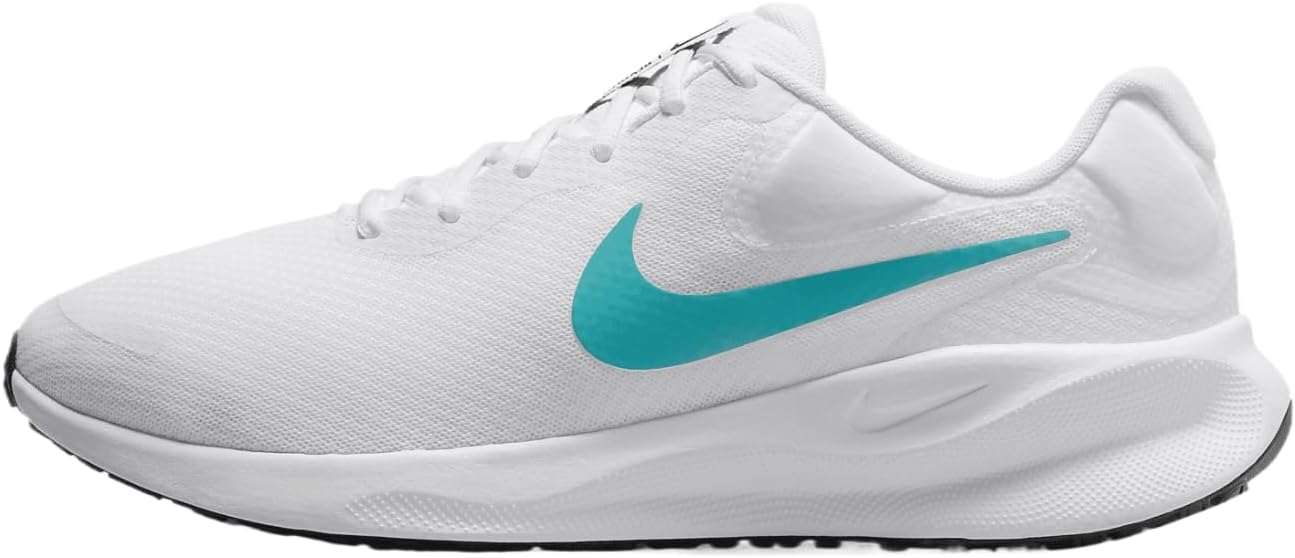 Nike Revolution 7 Men's Road Running Shoes (FB2207-103, White/Pure Platinum/Dusty Cactus) Size 9.5