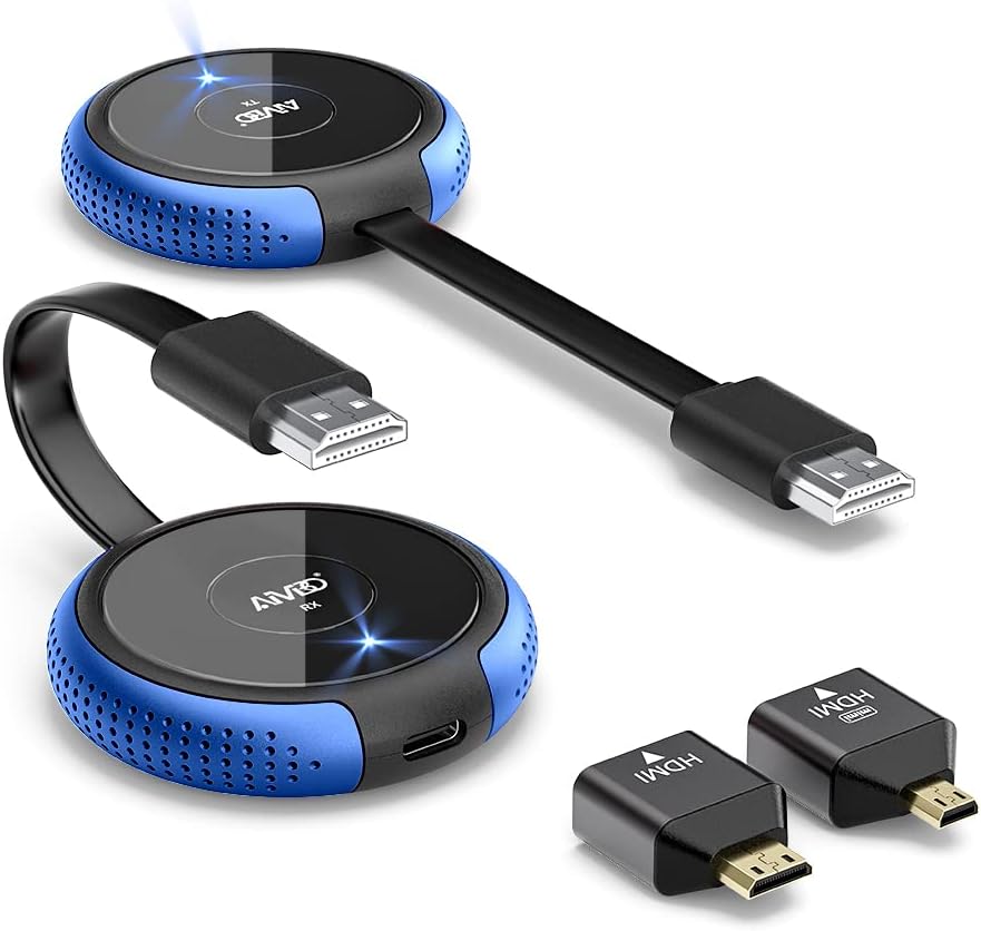 HDMI Wireless Transmitter and Receiver 4K, AIMIBO Wireless HDMI Extender Live Streaming VideoAudio No Lag for Laptop, PC, Cable Box, Camera, Blu-ray, DVD, PS5 to Monitor, Projector, HDTV - 165FT50M