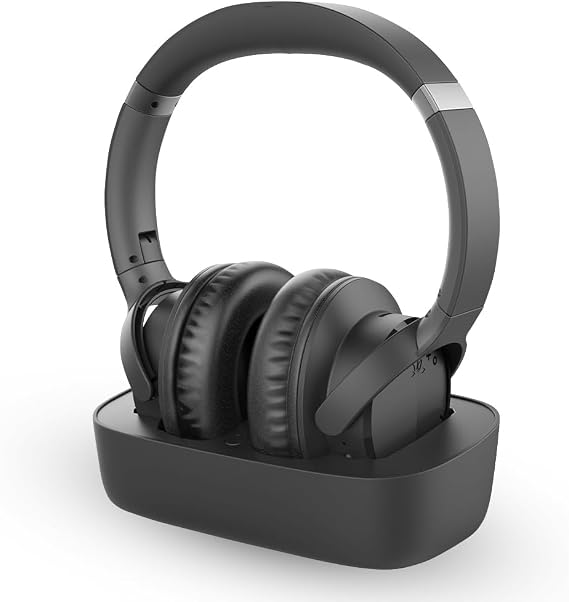 Avantree Ensemble - Wireless Headphones for TV Watching for Seniors | Easy Setup & Charging Dock, Works via Optical, AUX or Bluetooth on Compatible TVs, 35H Playtime, Comfortable Fit
