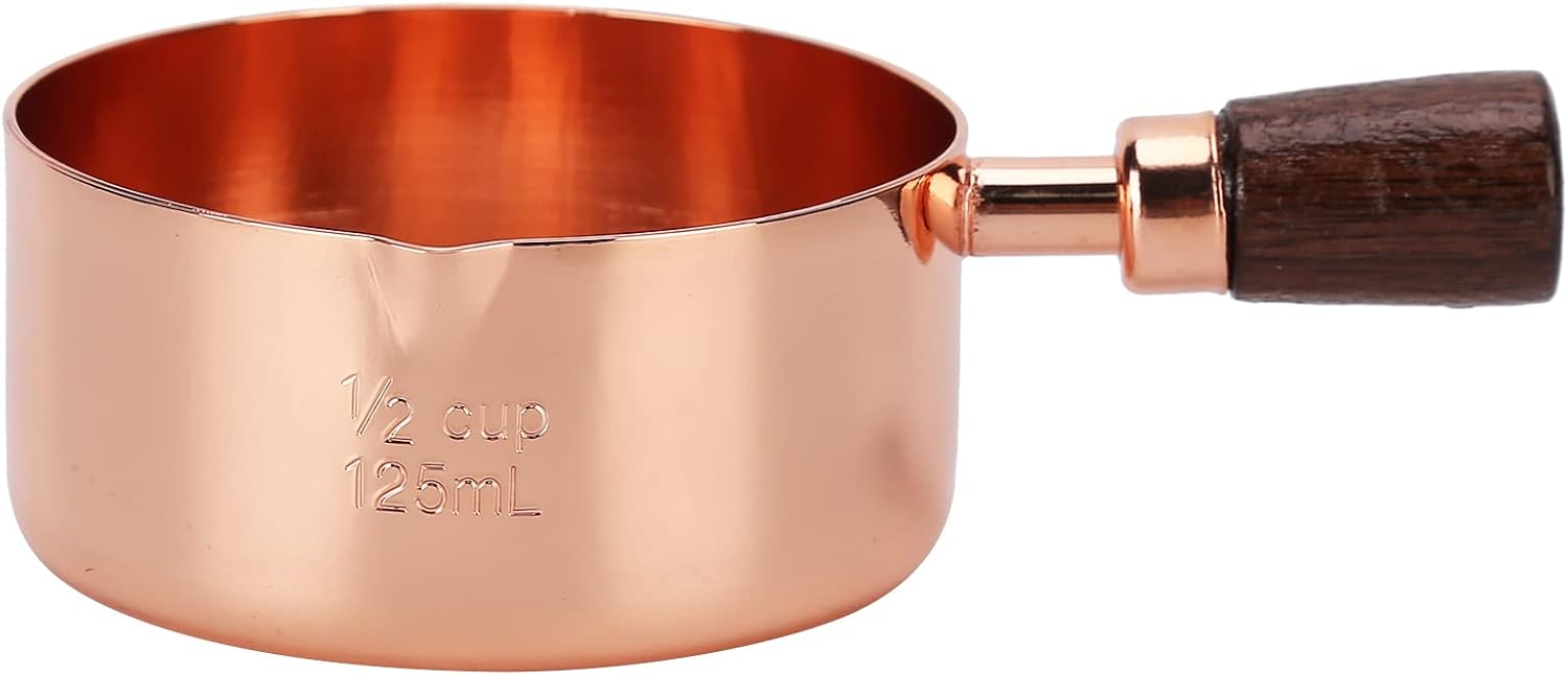 Mini Sauce Pan, With Wooden Handle Rose Gold Stainless Steel Sauce Pot for Cooking Kitchen Ware 12cup