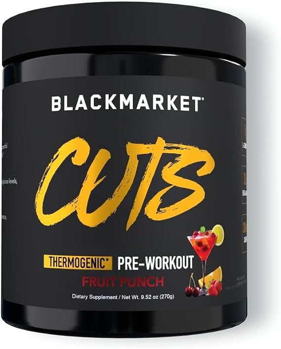 CUTS Energy Drink Flavored Energy Powdered Drink Mix for Men & Women, Thermogenic Formula for Muscle Definition, Creatine-Free, Ideal Boost Before Your Workout (Pack of 1, Fruit Punch)