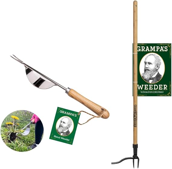 Grampa's Weeder + Grampa's Hand Weeder - Bundle The Original Stand Up Weed Puller & Grampa's Hand Weeder Tool for The Easiest & Most Effective Weed Removal Duos