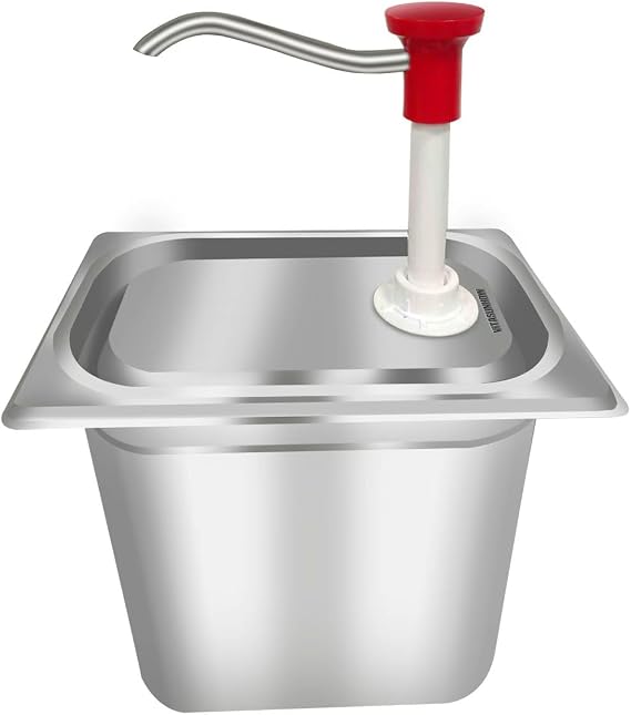 Commercial 304 Stainless Steel Sauce Pump Dispenser 5.5L, Leakproof (1055PX)