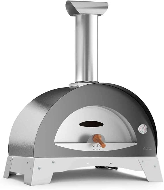 ALFA Ciao M 27" Countertop Wood Fired Pizza Oven (FXCM-LGRI-T), Silver Gray