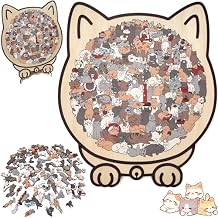 Unique Cat-Shaped Jigsaw Puzzle with Display Stand - 135-Piece Adorable Wooden Kitty Puzzle for Adults & Teens, Fun Home Decor & Relaxing Gift for Cat Lovers