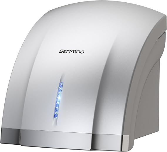 Commercial Hand Dryer Electric Compact Hand Dryer for Bathrooms Commercial 1800W High Speed Hand Dryer with Hot Cold Air and Noise Reduction 110V Silver