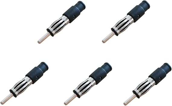 5 Pack Car Radio Antenna DIN Plug Replacement Car Stereo Antenna Teminal End Male Jack for Car Audio Head Unit CD Player AM FM Hidden Windshield Antenna Adhesive Patch Antennae