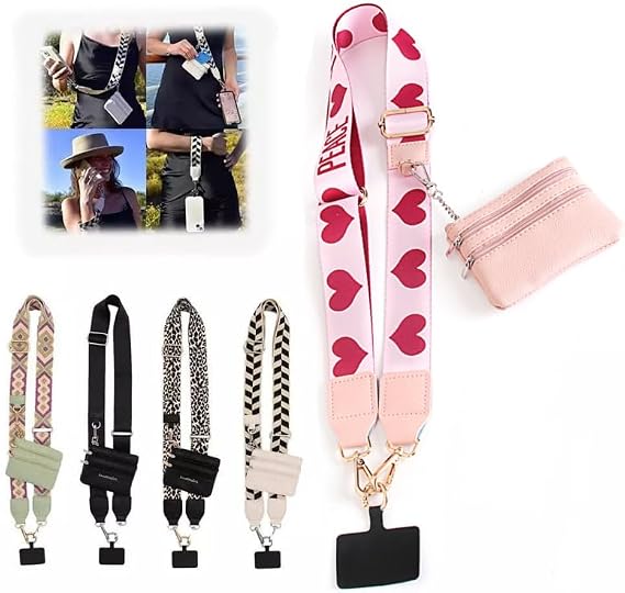 Clip and Go Strap for Phone with Wallet Crossbody, Adjustable Phone Strap with Zippered Pouch