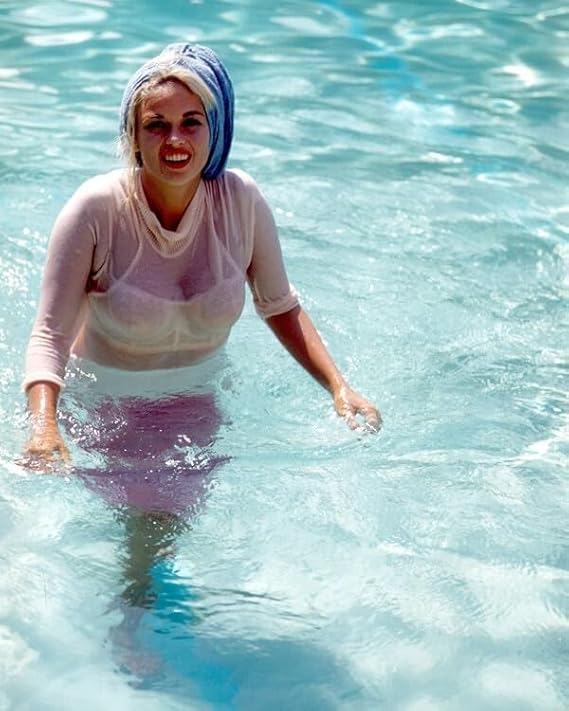 Jayne Mansfield candid in white bikini in her Hollywood pool 24x36 inch poster