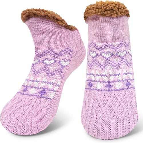 CaiDieNu Fuzzy Slipper Socks for Men Women with Grippers, House Slippers Winter Cozy Warm Thick Non-Slip Fuzzy Thermal Socks