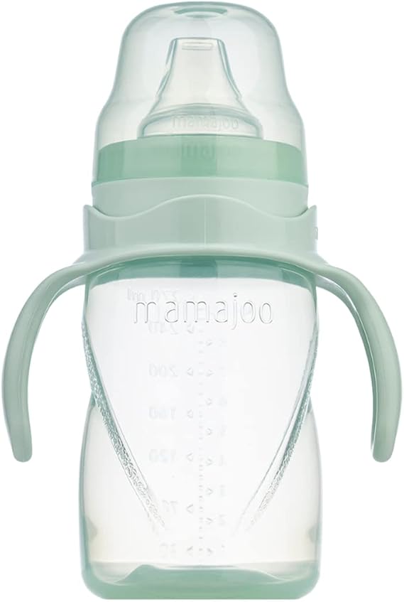Mamajoo Kulplu Akıtmaz Eğitici Bardak Powder Green 270 ml & Anti-Kolik Bardak Ucu