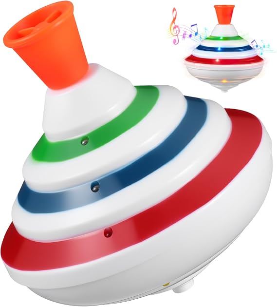 PATKAW Led Gyroscope Spinning Top Toy - Music Light Up Peg Top for Kids' Birthday Present or Party Supplies