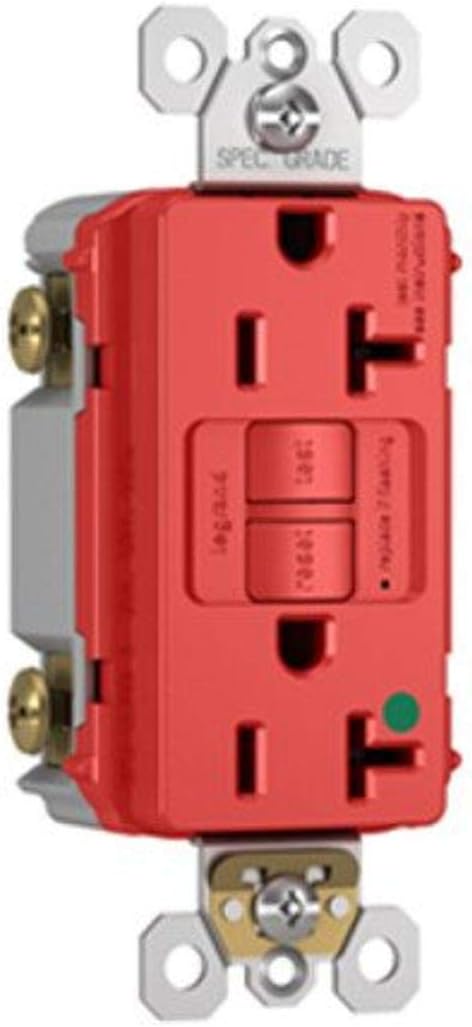 Legrand radiant 20 Amp Hospital Grade GFCI Duplex Outlet Red 1 Pack