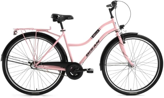 Bisan Bella 26 Jant Kadın Şehir Bisikleti 42 Cm Çelik Kadro V-Fren 3 Vites Shimano Nexus Pudra Pembe