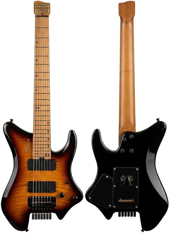 7-String Headless Electric Guitar, Sunburst Finish, Maple Fretboard, Tremolo Bridge