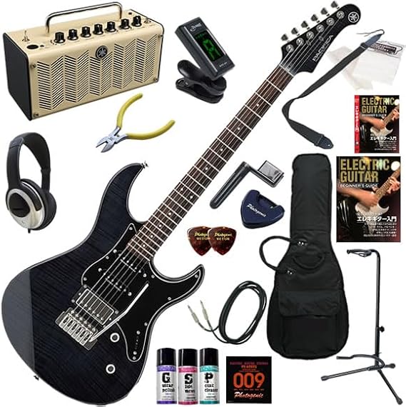 Yamaha PACIFICA 612VIIFM/TBL Translucent Black 19-Piece Set for Beginners to Electric Guitar with Retro Design