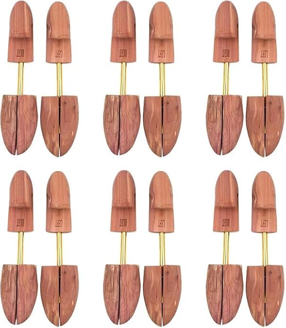 Cedar Shoe Trees for Men, Wood, Split Toe, 6 Pack, Sizes 7-14