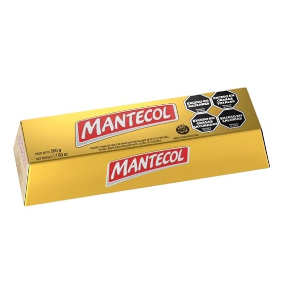 Mantecol Lingote Classic Flavor Semi-Soft Peanut Butter Nougat with Cacao Large Bar Gluten Free, 500 g / 1.1 lb