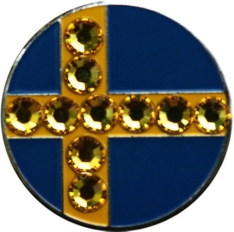 World Flags Golf Ball Marker with Crystals and Matching Hat Clip