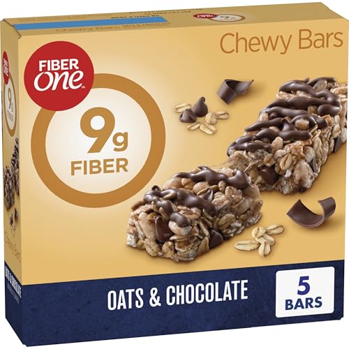 Fiber One Chewy Bars, Oats and Chocolate, Fiber Snacks, 5 Ct, 7 oz