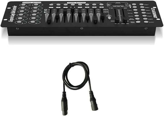 DMX Controller dmx512 192 Channel Stage Lighting Console | 240 Programmable Scenes, Sound Activated Mode, LED Display, DJ Light Controller for Party Pub Night Club DJ KTV Moving Heads