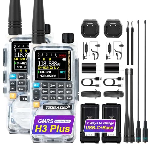 TIDRADIO TD-H3 Plus GMRS Handheld Radio 2 Pack Crystal  TIDRADIO TD-771 GMRS Radio Antenna 2 Pack