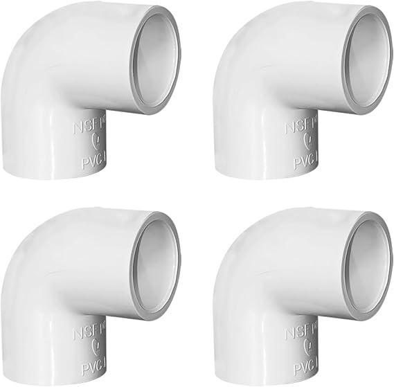 4Pcs 1-1/2" PVC 90 Degree Elbow, 2 Way Right Angle Pipe Fitting, Pipe Fitting, Corner Fittings for Sch40 Pipe DIY Frame and DIY PVC Shelf Building Furniture Garden Support Structure