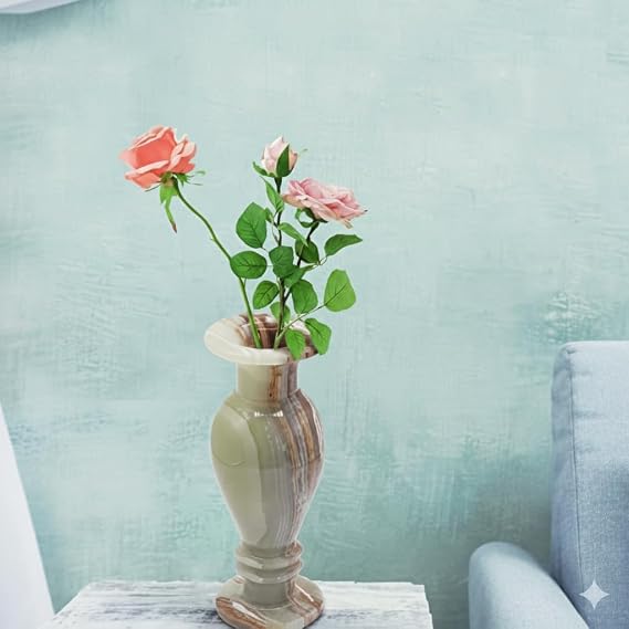 Handcrafted Marble vase, Green