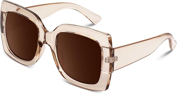 GQUEEN Oversized Square Frame Sunglasses Womens Retro Vintage Trendy Shades,S904