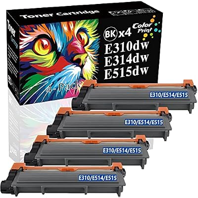 ColorPrint Compatible Toner Cartridge Replacement for Dell E515DW E310dw E514dw E310 E514 E515dn 515DW E515 310DW PVTHG 593-BBKD P7RMX Printer 4-Pack, Black