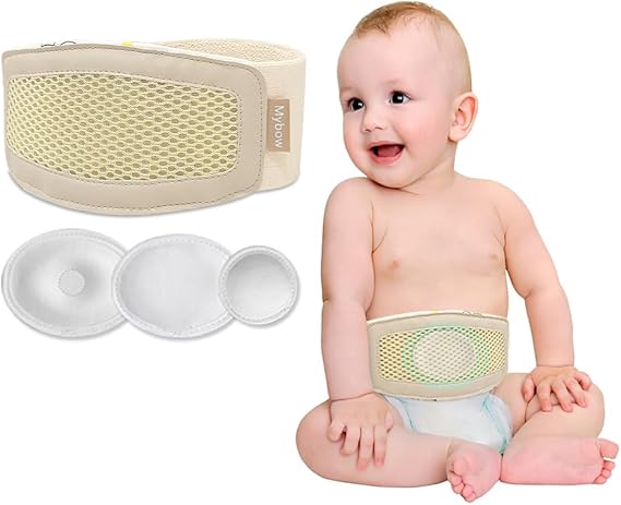 Umbilical Hernia Belt Baby, Infant Belly Button Band, Umbilical Cord Cover for Newborn Abdominal Binder, Hernia Support Truss, Belly Button Shaper, Adjustable Navel Band with 3 Compression Pad