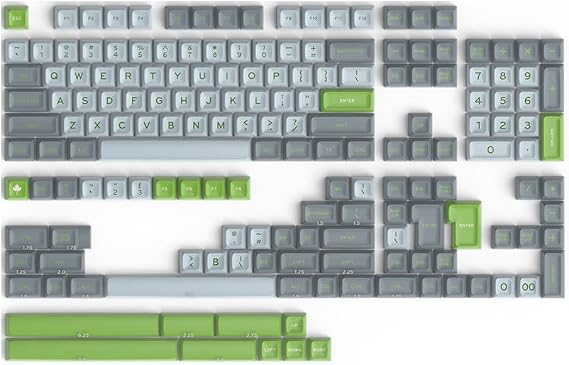 Owpkeenthy 173 Keys PBT Cherry Profile Keycaps Set, Gaming Replacement Full Keys AntiWear for 60%100% ANSI/ISO Mechanical Keyboard SA Lime
