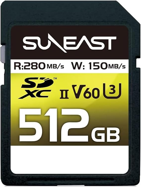 SUNEAST SDXC Card UHS-II V60 U3 4K UHD ULTIMATE PRO Professional Memory Card V60, 512GB