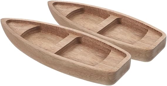 VOSAREA 2pcs Wooden Canoe Model Unfinished Miniature Wooden Boat Decor Rustic Decorative Boat Canoe Craft for Centerpiece Home Office DIY Project Supply