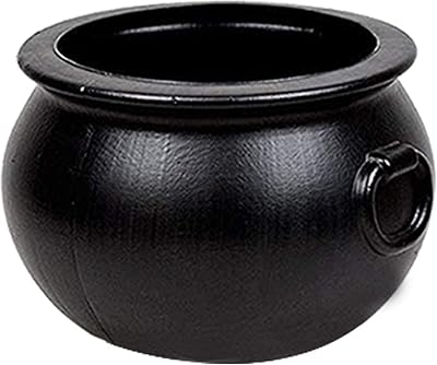 PMU 18 Inch Halloween Cauldron Pot Kettle, Black Plastic Witch Cauldron bowl, candy bucket, Indoor & Outdoor Decorations