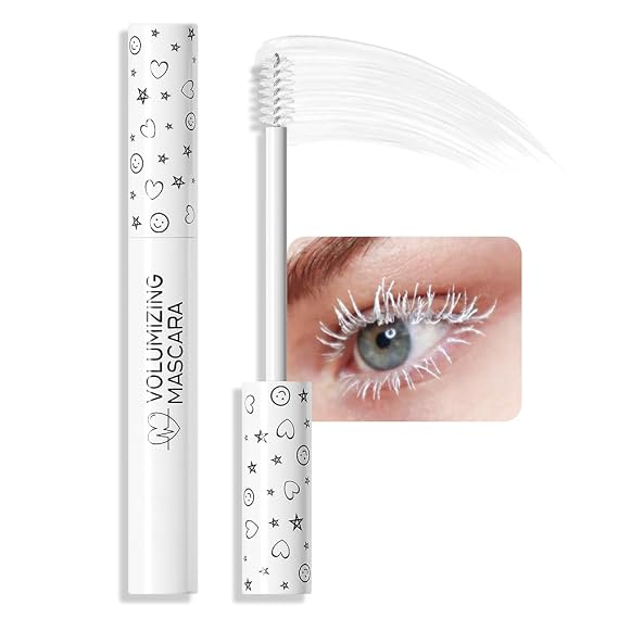 Waterproof White Eye lash Mawhitescara Long lasting Charming Voluminous Cruelty Free Vegan Eye Makeup (White)