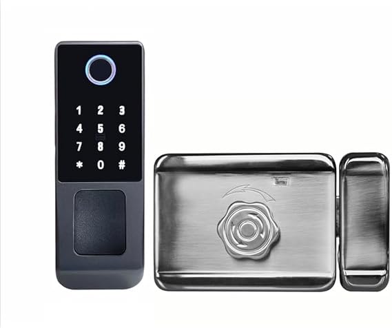 Waterproof Outdoor Gate Smart Rim Lock Digital WiFi Fingerprint Electric Electronic Smart Door Lock with Tuya TTLock App