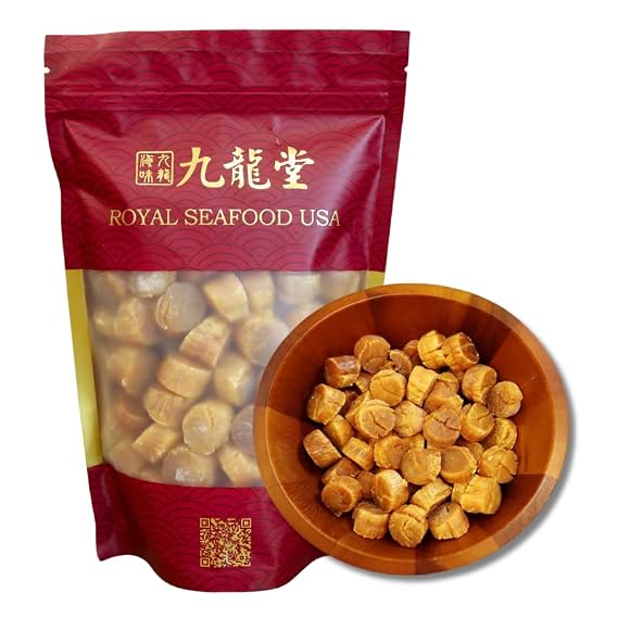 Royal Seafood USA Hokkaido Dried Scallops from Japan, Sun dried Scallops 8oz ,,,8oz (Medium Size (60-65 PCS))