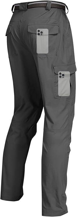 Men's Cargo Hiking Pants Water Resistant Lightweight Quick-Dry Work Pants