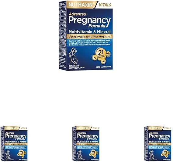 Nutraxin Pregnancy Formula | Hamilelik ve Emzirme Dönemine Özel Multivitamin | 21 Vitamin ve Mineral | 30 Tablet | vegetarian (4 paketi)