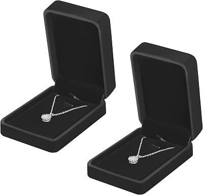 2 Pieces Classic Velvet Necklace Pendant Box for Jewelry Gift, Small Jewellry Storage Display Case for Wedding Engagement Birthday Anniversary