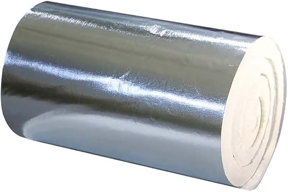 Single Sided Aluminum Foil Ceramic Fiber Blanket for Wood Stoves, Pizza Ovens, Kilns, Forges,40mmx60cmx100cm